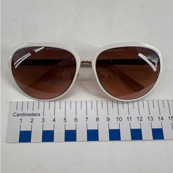 Tahari Sunglasses TH753 White Rose Gold Tortoise Frame Brown Gradient Lens - Picture 6 of 10